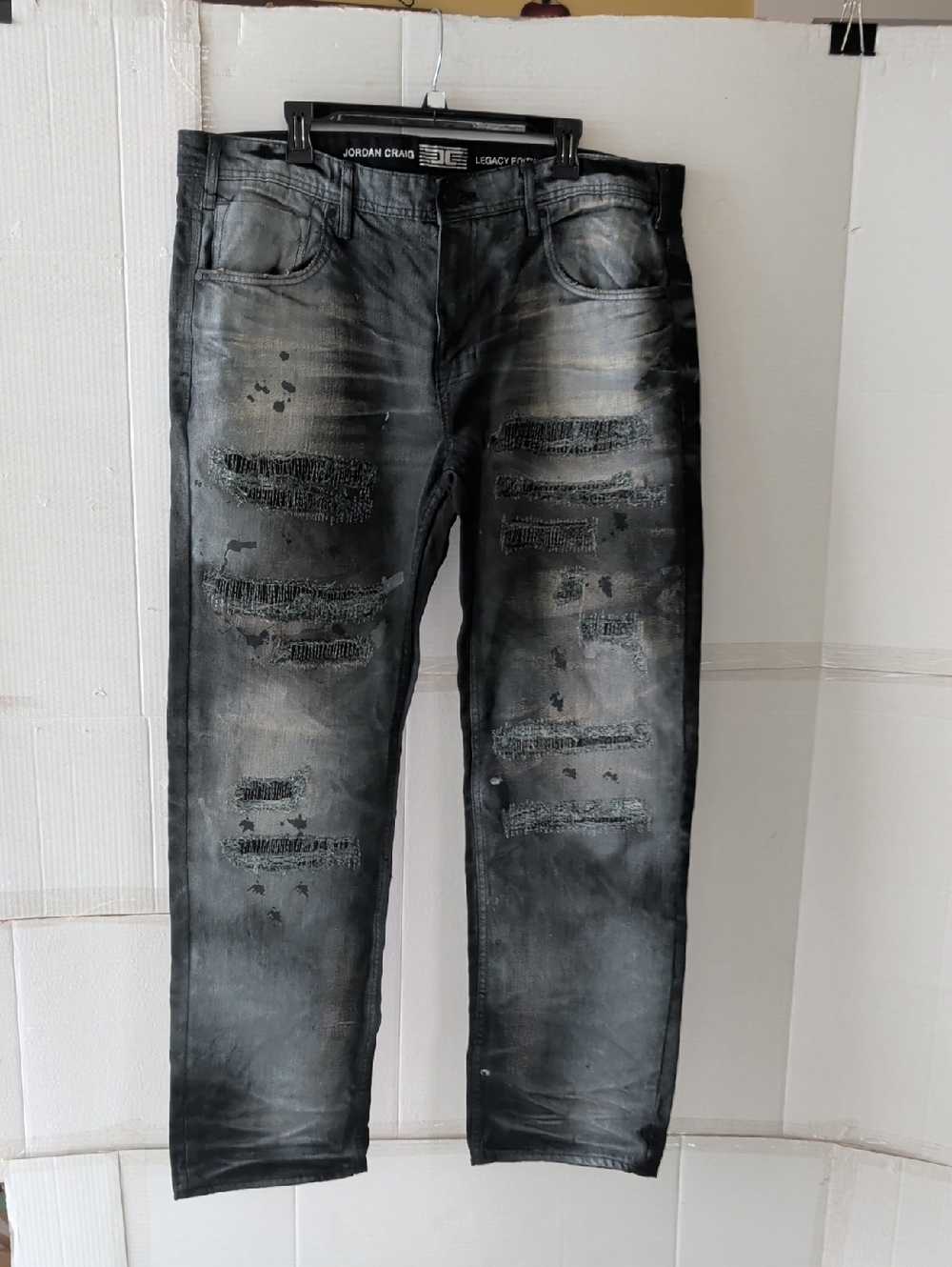 Jordan Craig Legacy Edition Men’s  Black Gray Distressed Denim Jeans SZ 40/34